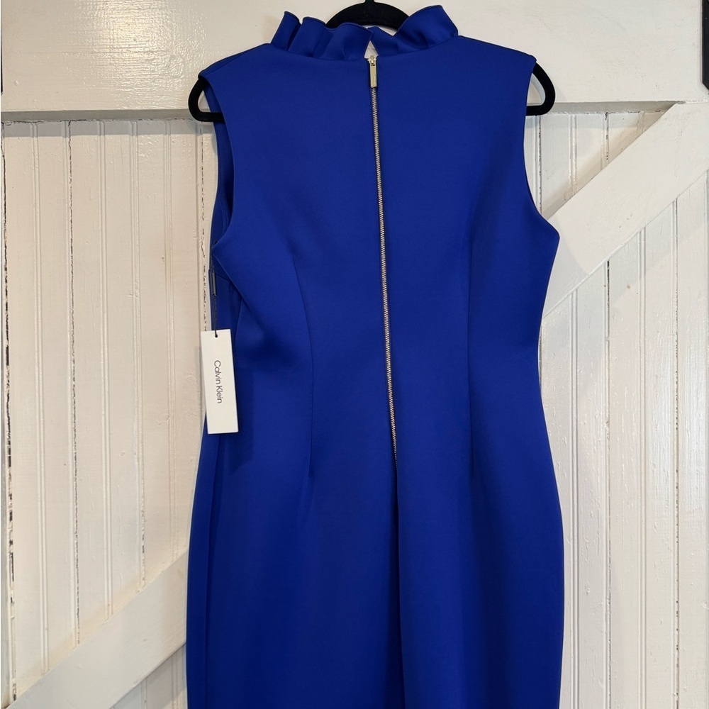 Calvin Klein Cobalt Blue Sheath Dress NWT Size 12- spring wedding dress - Picture 3 of 9